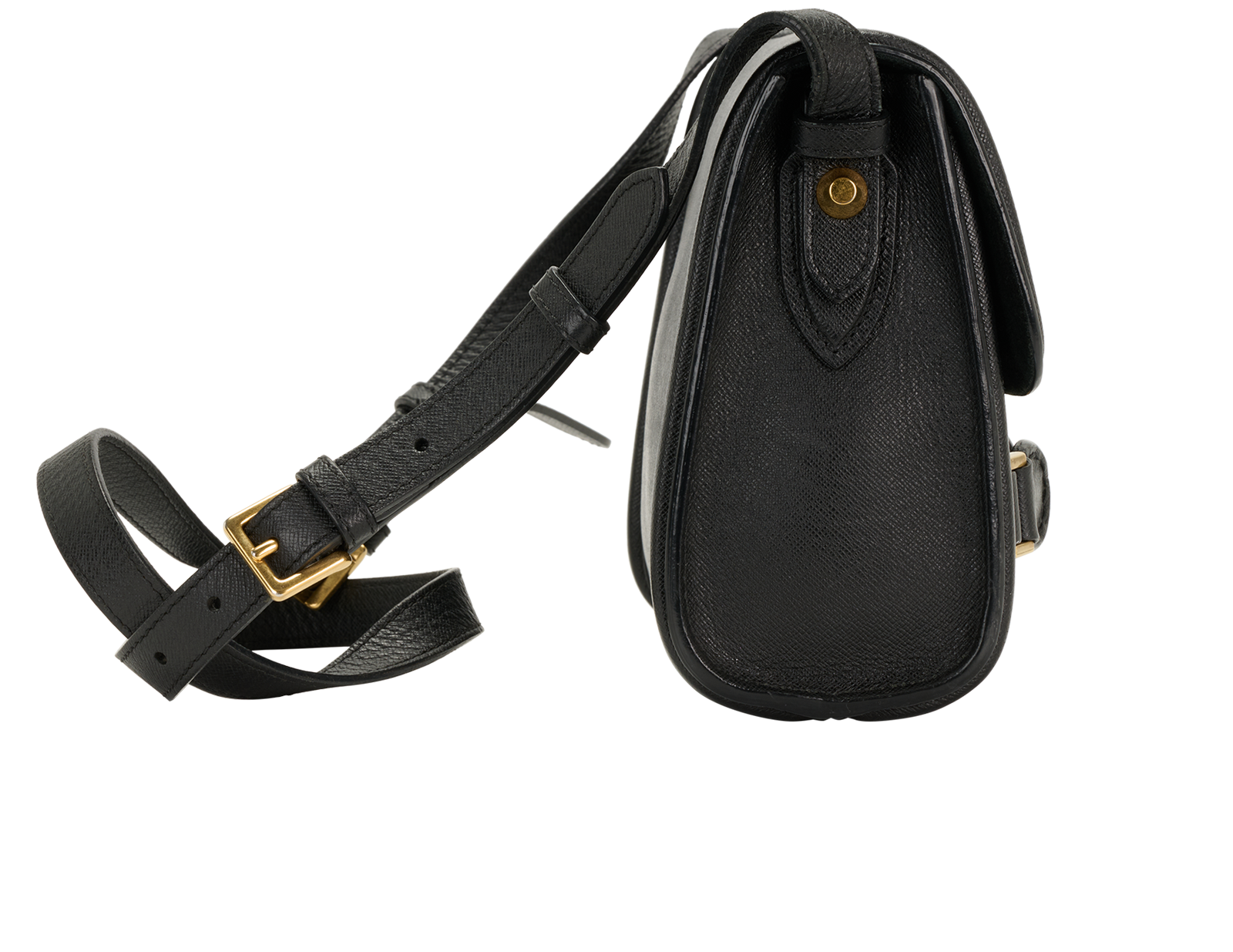 Heroine Flap, &pound;220, Handbags, Black, Leather, Side view